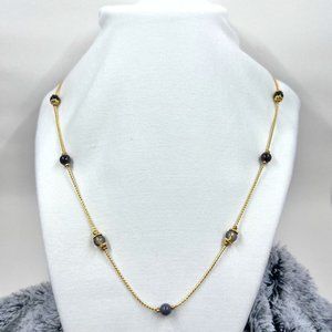 Worthington – Vintage Worthington Gold Tone 30” Necklace w/ Black & Gray Beads